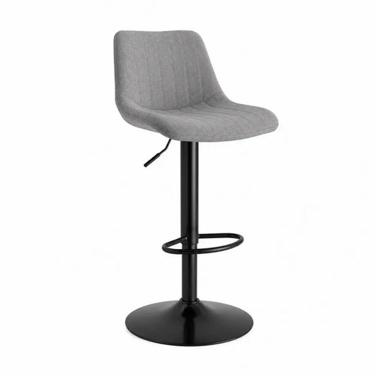 Barhocker höhenverstellbar mit Rückenlehne 48 x 50 x 87 bis 108 cm Polyestergewebe Stahl runder Tellerfuß grau schwarz